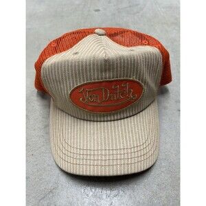 Von Dutch Pinstripe Trucker Hat Y2K Excellent Condition Rare Colorway Orange